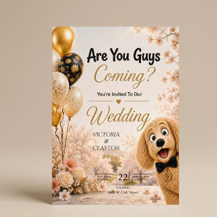 Convite Vocês Estão Vindo? Cachorro Engraçado Casamento de