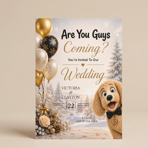 Convite Vocês Estão Vindo? Cachorro Engraçado Casamento de