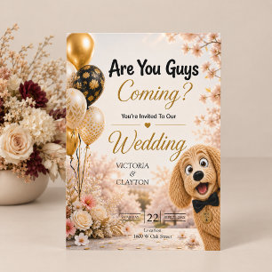 Convite Vocês Estão Vindo? Cachorro Engraçado Casamento de