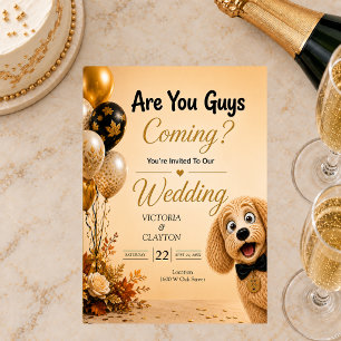 Convite Vocês Estão Vindo? Cachorro Engraçado em Casamento