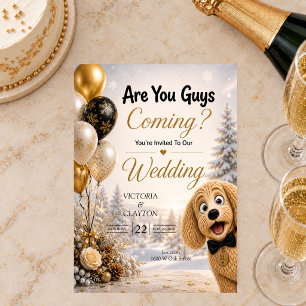 Convite Vocês Estão Vindo? Cachorro Engraçado em Casamento
