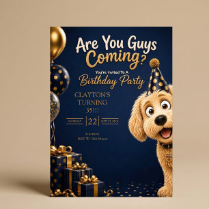 Convite Vocês Estão Vindo? Cachorro Engraçado Festa de Ani