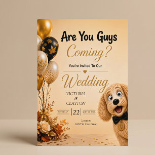 Convite Vocês Estão Vindo? Cachorro Engraçado no Casamento
