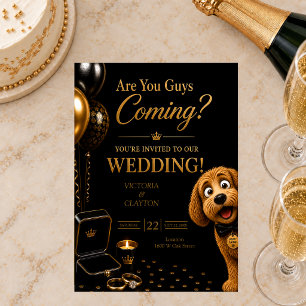 Convite Vocês Estão Vindo? Casamento de Cachorro Luxuoso P