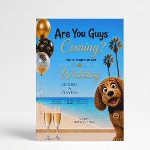 Convite Vocês Estão Vindo? Casamento de Cachorro na Praia