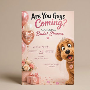 Convite Vocês Estão Vindo? Chuveiro Nupcial de Cachorro En
