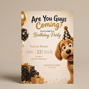 Convite Vocês Estão Vindo? Festa de Aniversário Engraçada