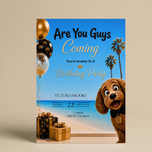 Convite Vocês Vão Vindo? Festa de Aniversário de Cachorro 