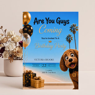 Convite Vocês Vão Vindo? Festa de Aniversário do Cachorro