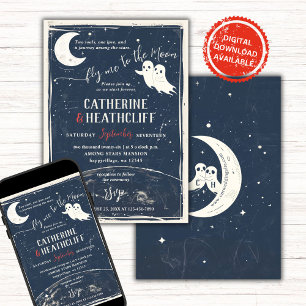 Convite Voe-me para o casamento dos fantasmas da lua