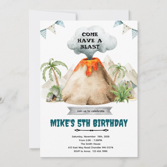 Convite Volcano theme party Invitation (Frente)