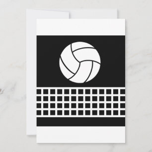 Convite Volei Minimalista e Rede Preto e Branco
