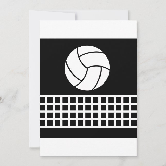 Convite Volei Minimalista e Rede Preto e Branco (Frente)