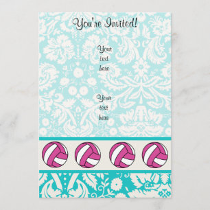 Convite Voleibol Rosa; Cor damasco