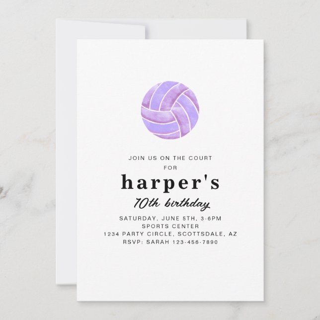Convite Volleyball Birthday Invitation (Frente)