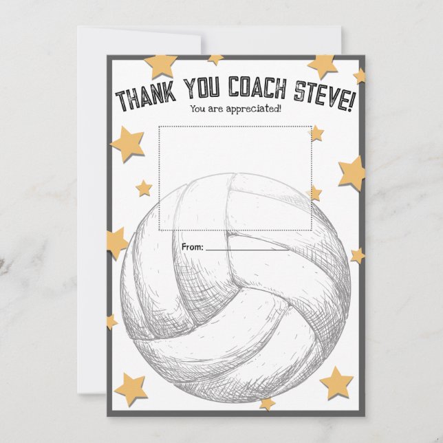 Convite Volleyball coach gift card holder thank you (Frente)