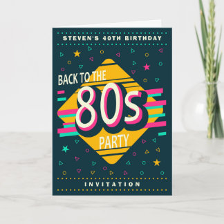 Convite Voltar à Festa de aniversário dos anos 80