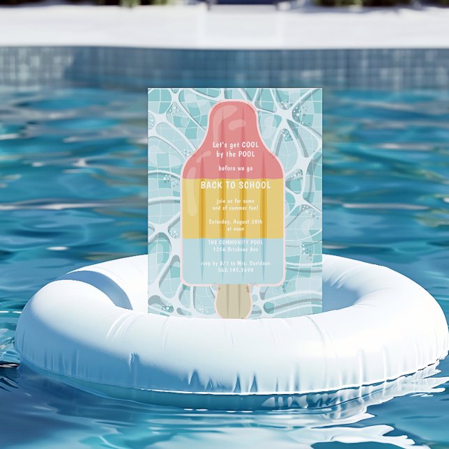 Convite Voltar à Festa de Piscina Escolar (Criador carregado)