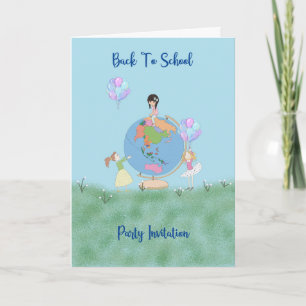 Convite Voltar à Festa Escolar Convidar Crianças Jovens