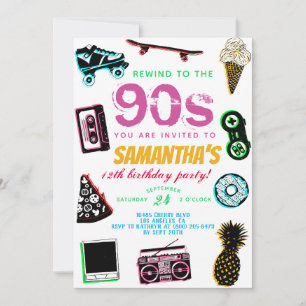 Convite Voltar ao aniversário dos anos 90