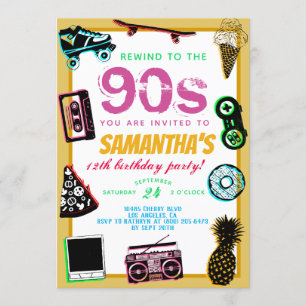 Convite Voltar ao Aniversário dos anos 90