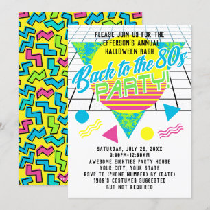 Convite Voltar aos anos 80 Geométrico Festa anos 80 Oitent