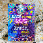 Convite Voltar aos anos 90 - Festa de brilho vívido e vívi<br><div class="desc">Traga seus hóspedes de volta para a era vibrante dos anos 90 com nossos Convites de festas de aniversários Neon Glow! Estes convites captam a essência dos anos 90 com suas cores neonatais ousadas e vívidas, reminiscentes dos símbolos e modas icônicos da época. As pintas fluorescentes, blues elétricos, amarelos de...</div>