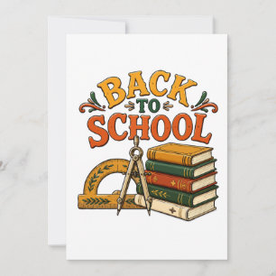 Convite Voltar às Escolas Livros e Suprimentos Vintage