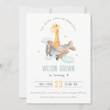 Voo Azul Bonito Sobre Avião Animal Giraffe Anivers