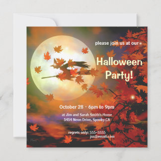 Convite Voo da Bruxa de Halloween