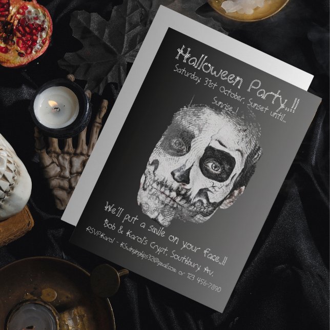 Convite Voodoo Sorria Festa de Halloween (Voodoo Smile Halloween Party Invitation)