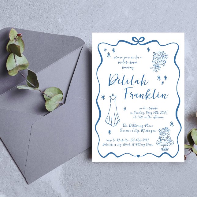 Convite Voos Whimsical | Portalha Desenhada à Mão | Chá de (Criador carregado)