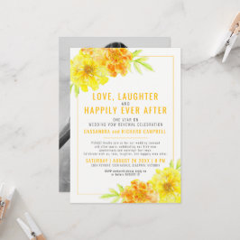 Convite Voto de casamento amarelo renovação 1 ano feliz de