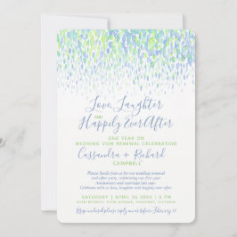 Convite Voto de casamento verde renovação 1 ano feliz depo