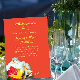 Convite Votos de Aniversário Floral Tropical do Havaí