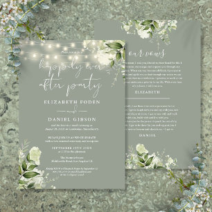 Convite Votos de Casamento da Festa Greenery Happily Ever