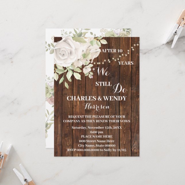 Convite Votos de Renovação de Aniversário de Casamento de  (Frente/Verso In Situ)