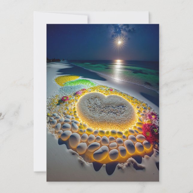 Convite Votos sob as Estrelas: Casamento na Praia Iluminad (Frente)