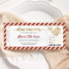 Convite Voucher de Bilhete de Presente para Noite de Filme
