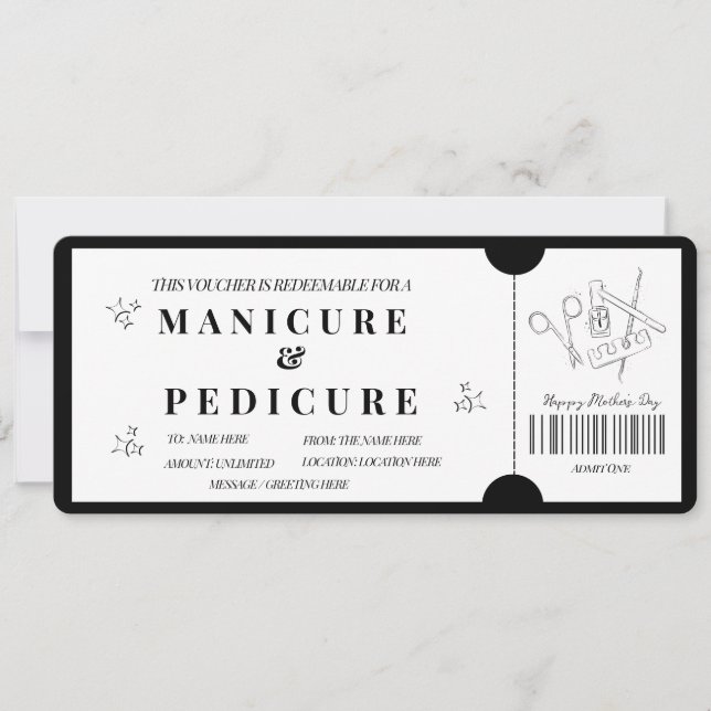 Convite Voucher de Manicure e Pedicure Minimalista Ousada (Frente)