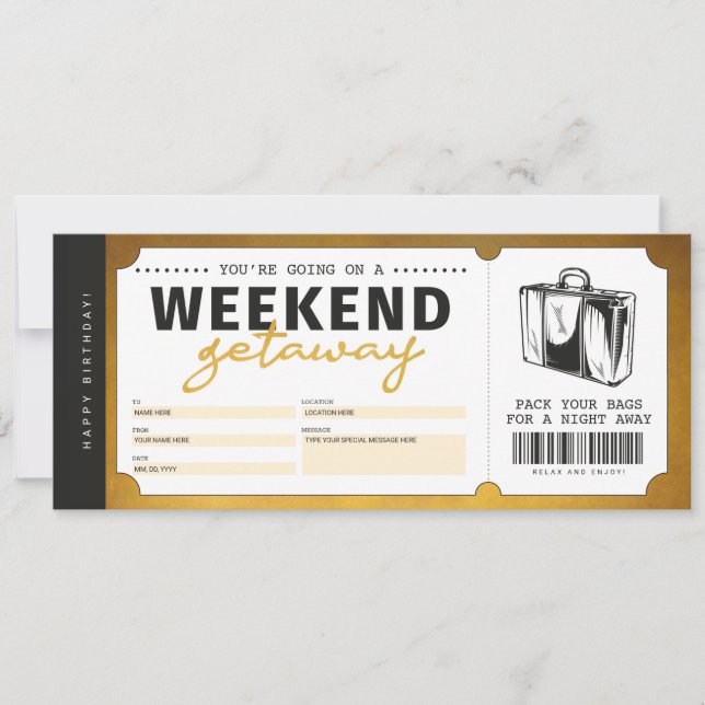 Convite Voucher de Passagem de Viagem de Fim de Semana Our (Frente)