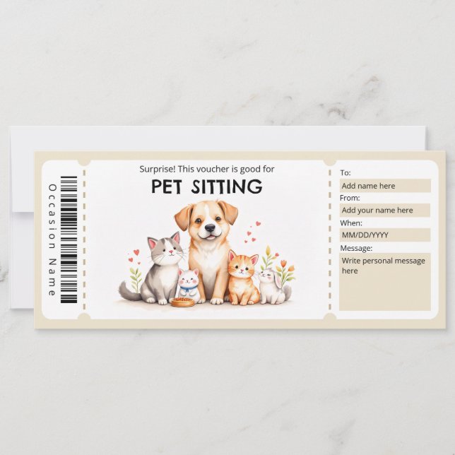 Convite Voucher de Pet Sitter (Frente)