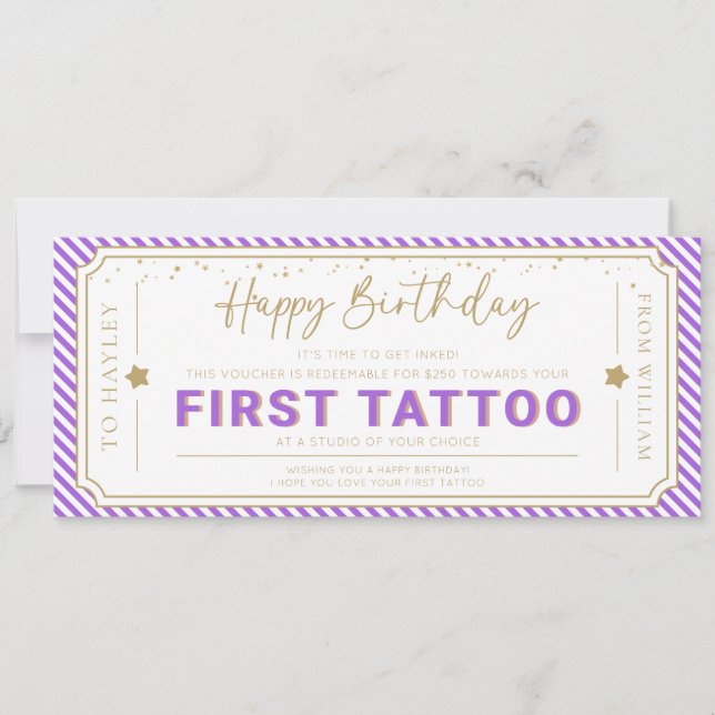 Convite Voucher de Presente de Aniversário para Primeira T (Frente)