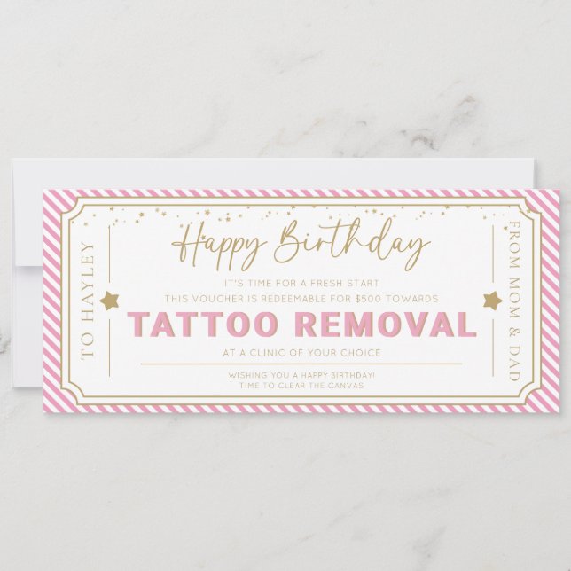 Convite Voucher de presente de aniversário para remoção de (Frente)