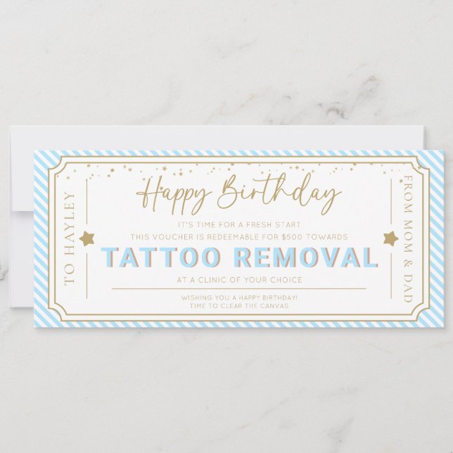 Convite Voucher de presente de aniversário para remoção de (Frente)