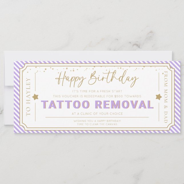 Convite Voucher de presente de aniversário para remoção de (Frente)