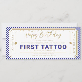Convite Voucher de Presente de Aniversário Primeira Tatuag