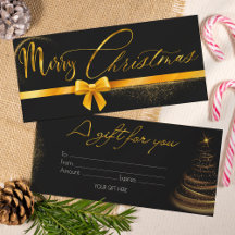 Voucher de presente de Natal moderno dourado e pre