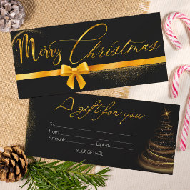 Convite Voucher de presente de Natal moderno dourado e pre