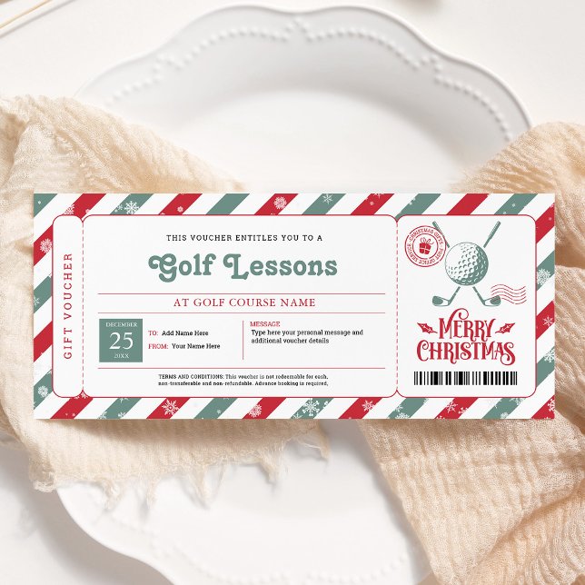 Convite Voucher de Presente de Natal para Lição de Golfe (Criador carregado)